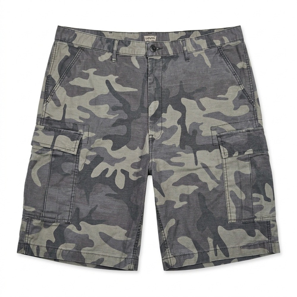 Levi's Mens‎ Cargo Shorts W40 Gray Camo Cotton Ripstop Flat Front 23251-0086 Vtg